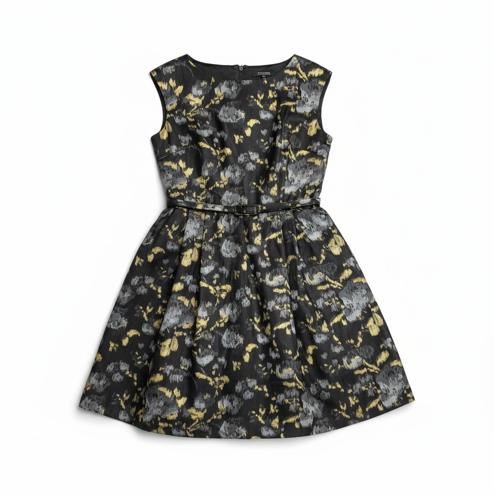 ELIZA J Elegant Black and Gold Floral Dress SIZE 2 - Picture 8 of 9